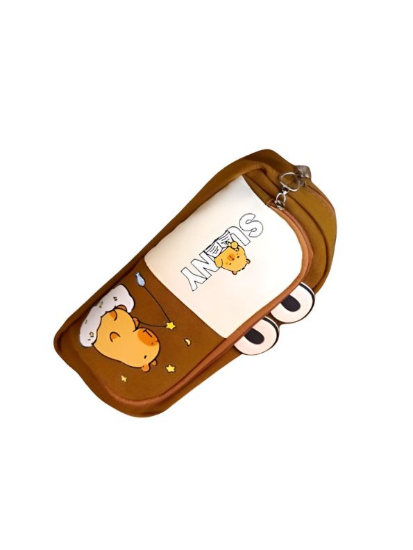 Soft Capybara Pouch with Double Chain – Cute Plush Animal Bag in Blister Card Packaging NOV- HBC-188977.