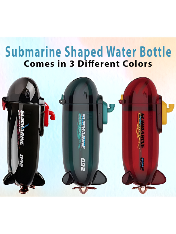 Red - Kids Submarine Water Bottle | Leak-Proof Sipper with Straw | BPA-Free Fun Drinkware for School NOVGBT-TMY-4464