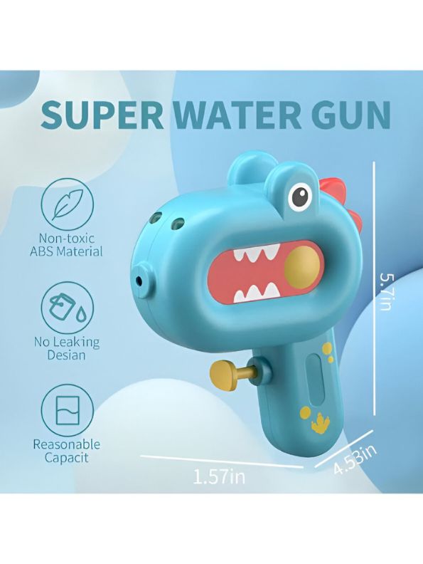 Blue - Cute Dinosaur Water Pistol – Fun Animal Spray Gun Toy for Kids Outdoor Play.