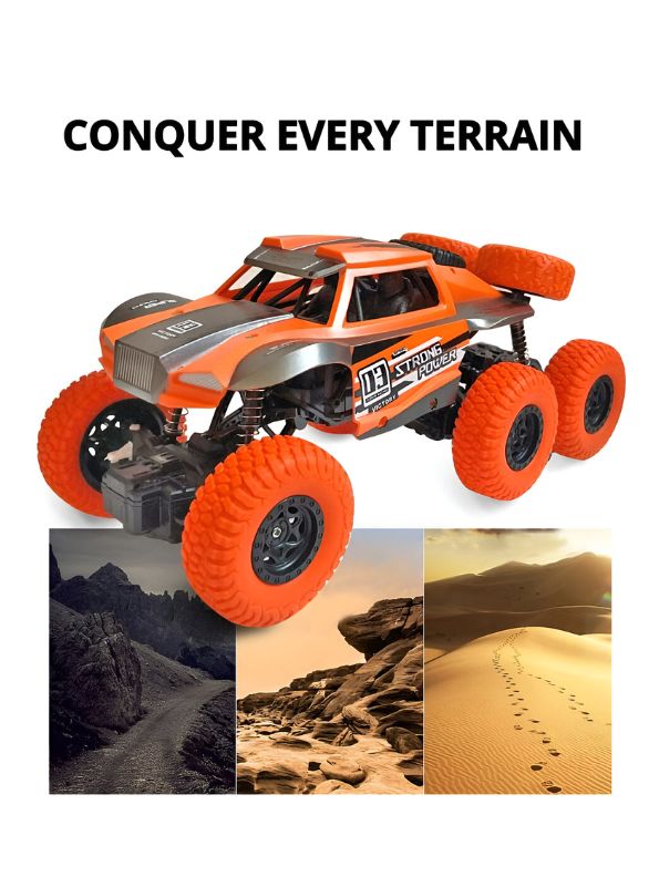 Orange - 8-Wheel RC Rock Crawler Car – 1:20 Scale 4WD High-Speed Off-Road Monster Truck Toy | Rechargeable Remote Control Vehicle for Kids