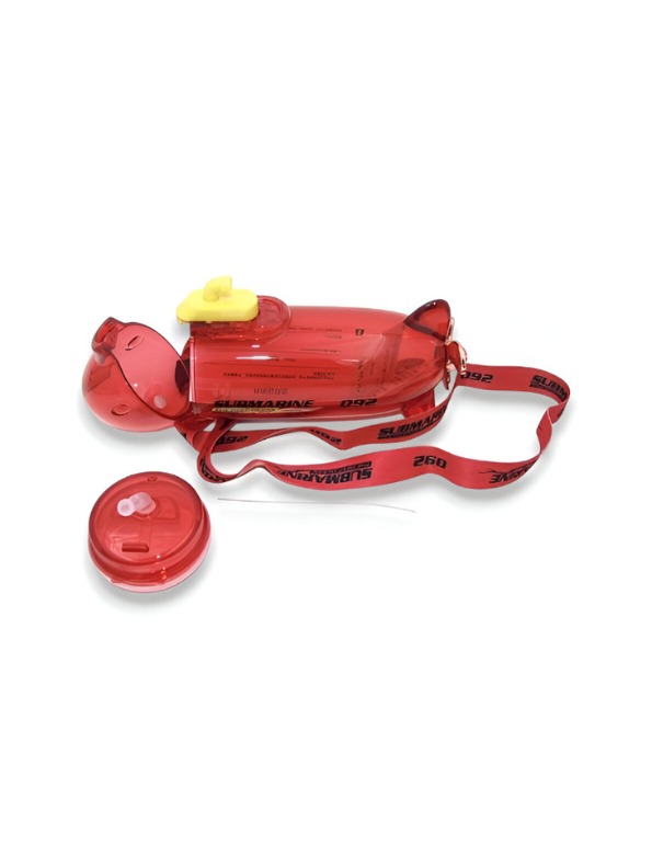 Red - Kids Submarine Water Bottle | Leak-Proof Sipper with Straw | BPA-Free Fun Drinkware for School NOVGBT-TMY-4464