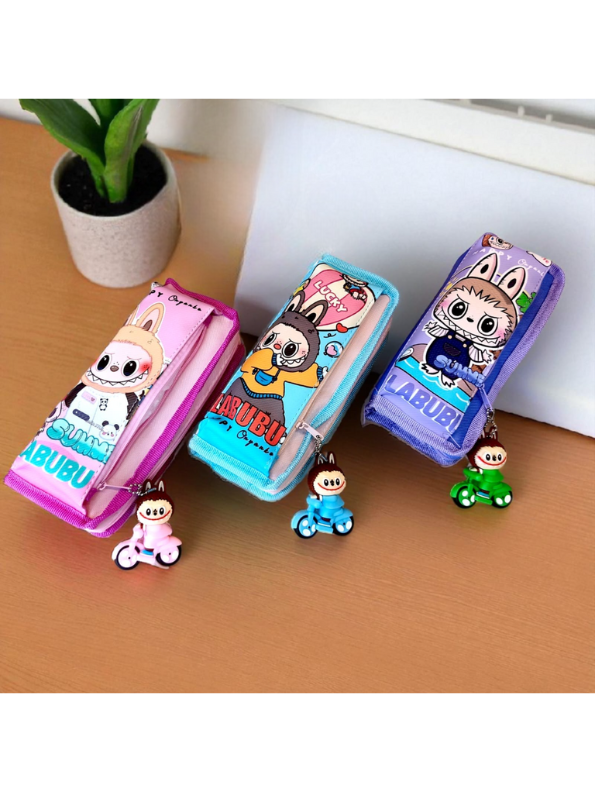 Purple - Trendy POP MART The Monsters Labubu Soft Pencil Case / Pouch with Scooter Keychain NOVHBC-188986