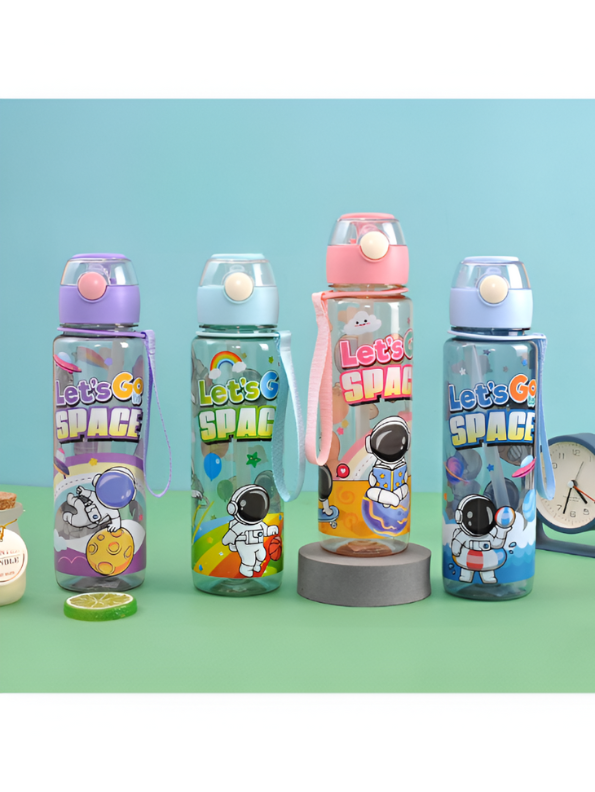 Pink - Kids Water Bottle with Straw | Leak-Proof Astronaut Space Sipper for School & Travel NOVGBT-81