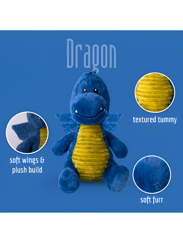 Fluffy Blue Dragon Soft Plush Toy - The Perfect Cuddly Companion for Kids LMI15458