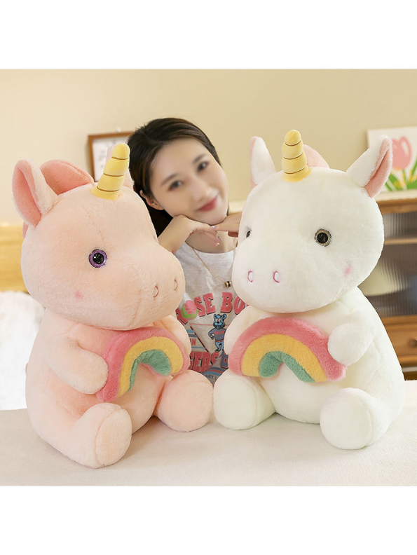 White - Soft Plush Unicorn Toy with Rainbow - A Magical Cuddly Companion for Kids LMI15534
