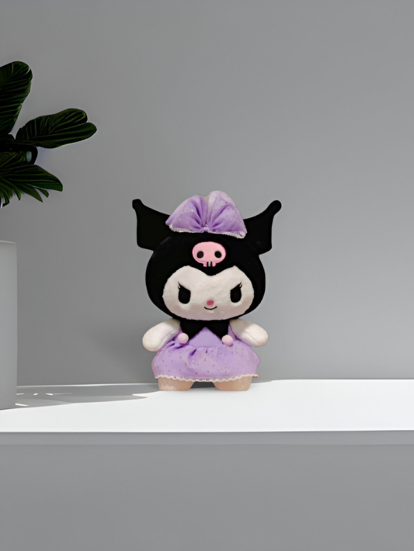Cute Kuromi Soft Plushie | Purple Dress & Skull Headband | Sanrio Gift LMI15441