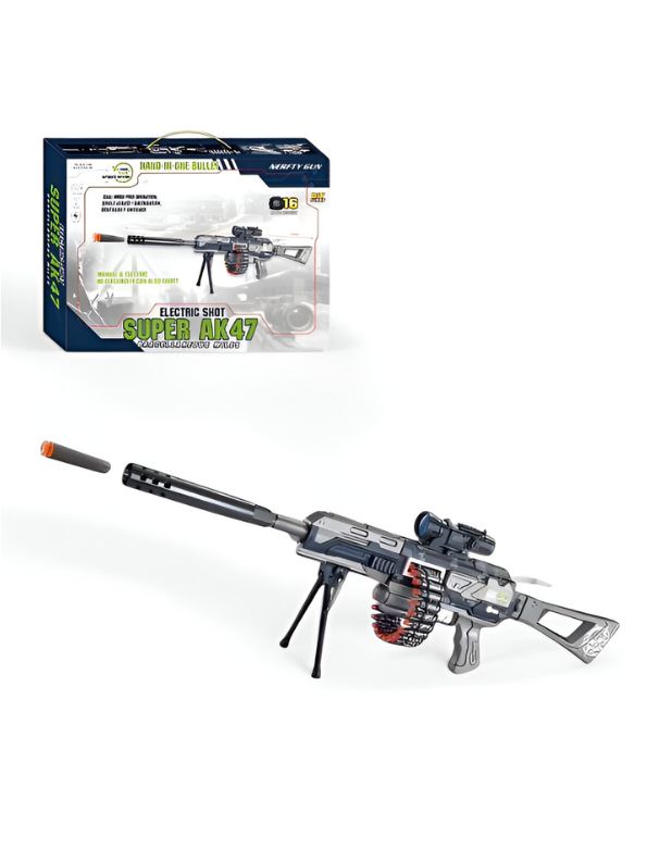 AK47 Super Electric Toy Gun – 360° Automatic Chain Rotation for Fast Shooting | AK47 Toy Gun for Kids - ms12799.