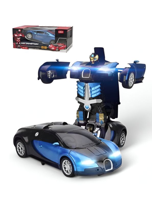 Blue - Deformation Car Toy – 2-in-1 Diecast Transforming RC Robot Car | Automatic Inertial Impact Car for Kids – Perfect Gift - MD1796.