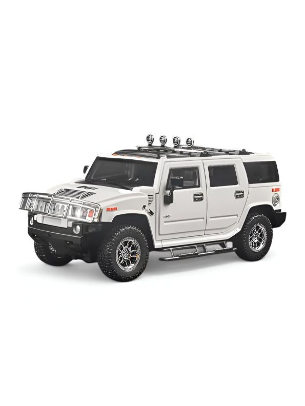 White - Hummer H2 Diecast Car – Premium Metal Collectible Model with Light & Sound | Die-Cast Toy Vehicle for Kids & Collectors - Scale 1:24 - MD1442.