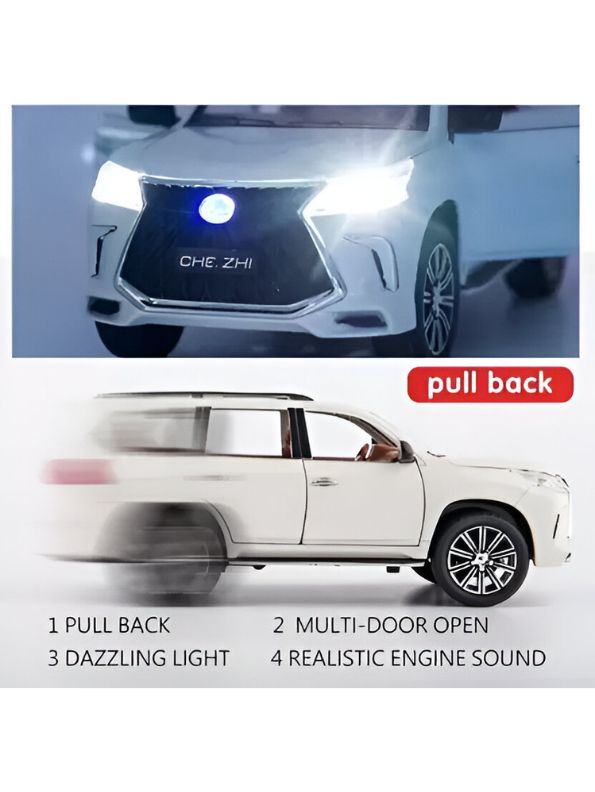 White - Lexus LX 600 - Alloy Car Model | Pullback Diecast with Sound & Light | Perfect Gift for Kids & Car Enthusiasts - Scale - 1:18 - MD1786