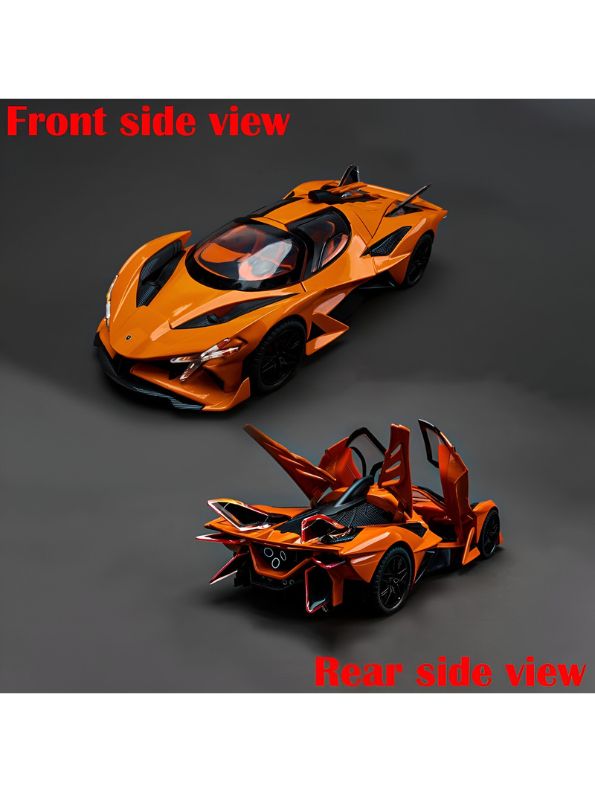 Orange - Apollo EVO - Pull Back Function with Realistic Sound & Bright LED Lights | Perfect Diecast Car for Kids & Collectors - Scale 1:24 - NX13494.