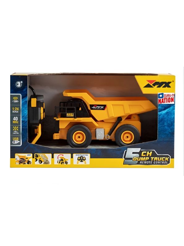 MudMonster X5 – Advanced 5-Channel Remote Control Dump Truck Toy for Kids with Realistic Features - MD1011.