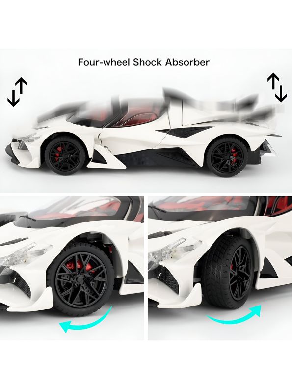 White - Apollo EVO - Pull Back Function with Realistic Sound & Bright LED Lights | Perfect Diecast Car for Kids & Collectors - Scale 1:24 - NX13494.