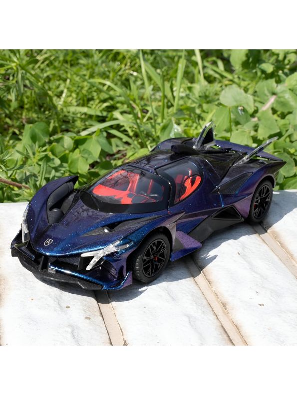 Purple - Apollo EVO - Pull Back Function with Realistic Sound & Bright LED Lights | Perfect Diecast Car for Kids & Collectors - Scale 1:24 LMI16445