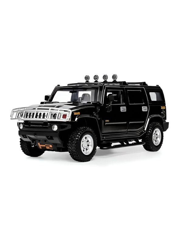 Black - Hummer H2 Diecast Car – Premium Metal Collectible Model with Light & Sound | Die-Cast Toy Vehicle for Kids & Collectors - Scale 1:24 - MD1442.