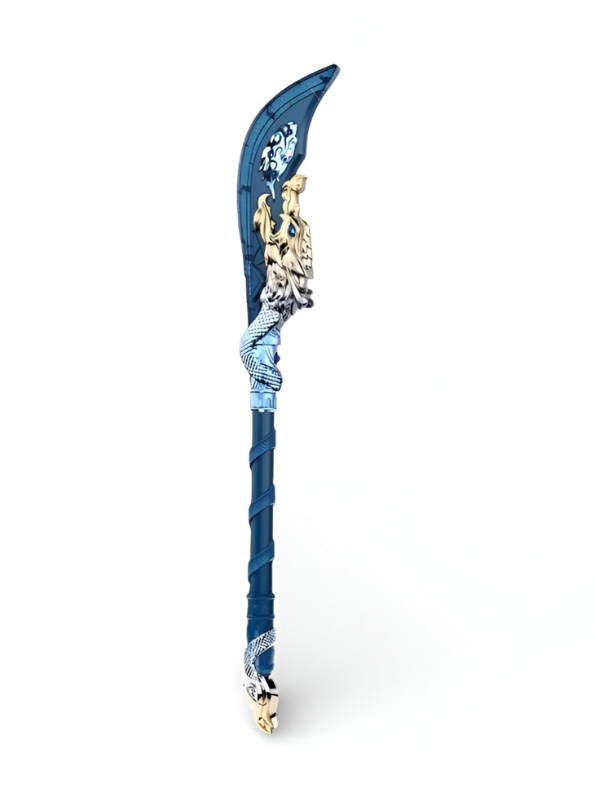 Mythical Azure Dragon Glaive – Blue & Gold Fantasy Polearm | Legendary Serpent Blade for Gaming, Cosplay & Collectors NX15791