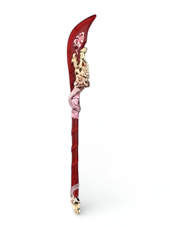 Mythical Azure Dragon Glaive – Red & Gold Fantasy Polearm | Legendary Serpent Blade for Gaming, Cosplay & Collectors NX15791