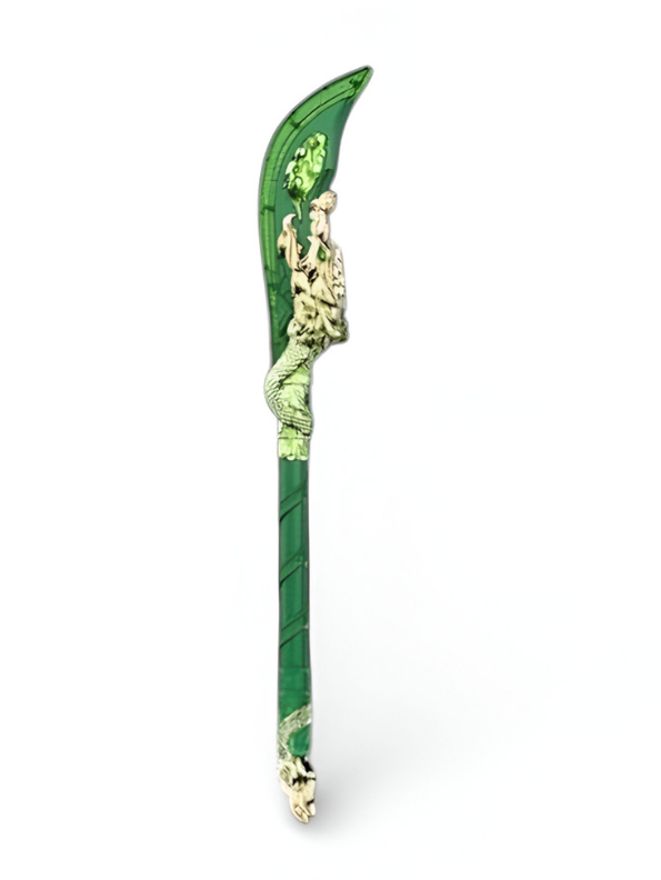 Mythical Azure Dragon Glaive – Green & Gold Fantasy Polearm | Legendary Serpent Blade for Gaming, Cosplay & Collectors NX15791