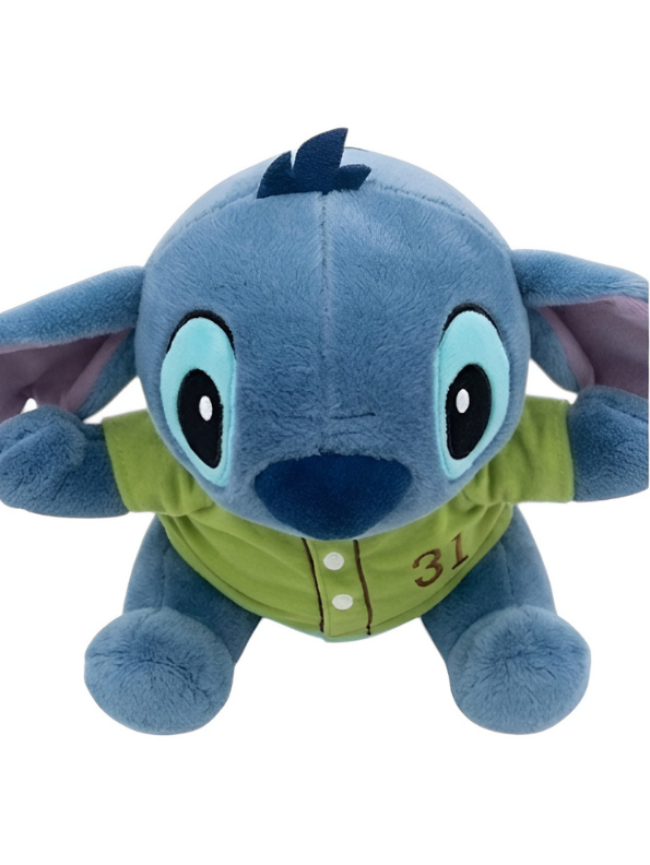 10-Inch Blue Stich Plush Toy in Green Baseball Jersey ST15992.