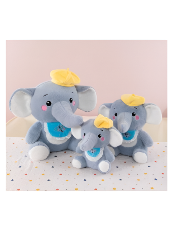 10-Inch Gray Elephant Plush Toy with Yellow Sailor Hat and Blue Bib ST16682.