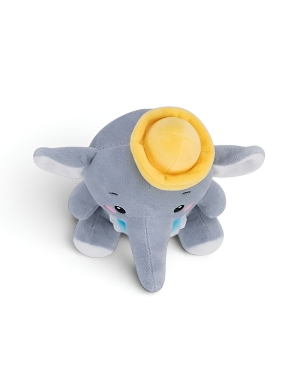 10-Inch Gray Elephant Plush Toy with Yellow Sailor Hat and Blue Bib ST16682.