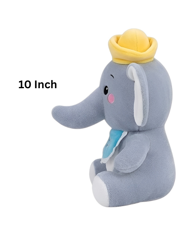 10-Inch Gray Elephant Plush Toy with Yellow Sailor Hat and Blue Bib ST16682.