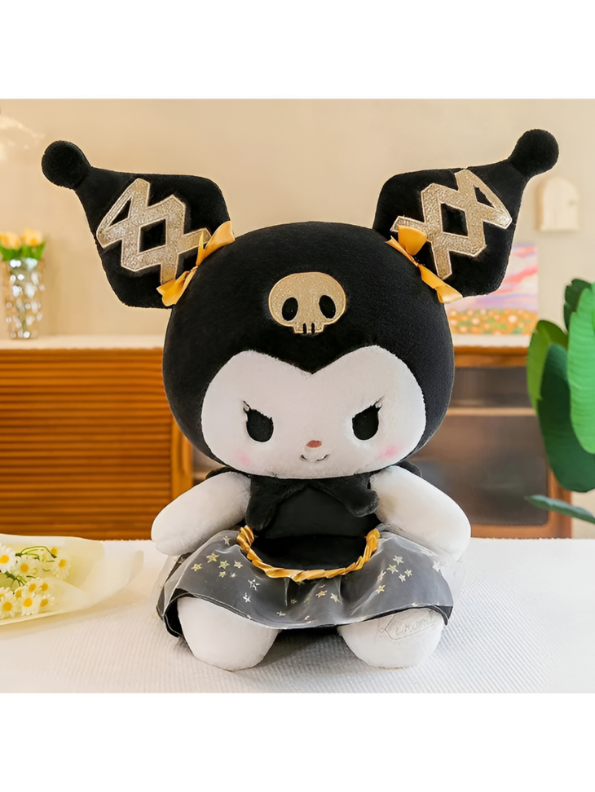 10-Inch Kuromi Plush Doll – Gothic Lolita Soft Stuffed Toy with Star Tutu Dress ST16648.