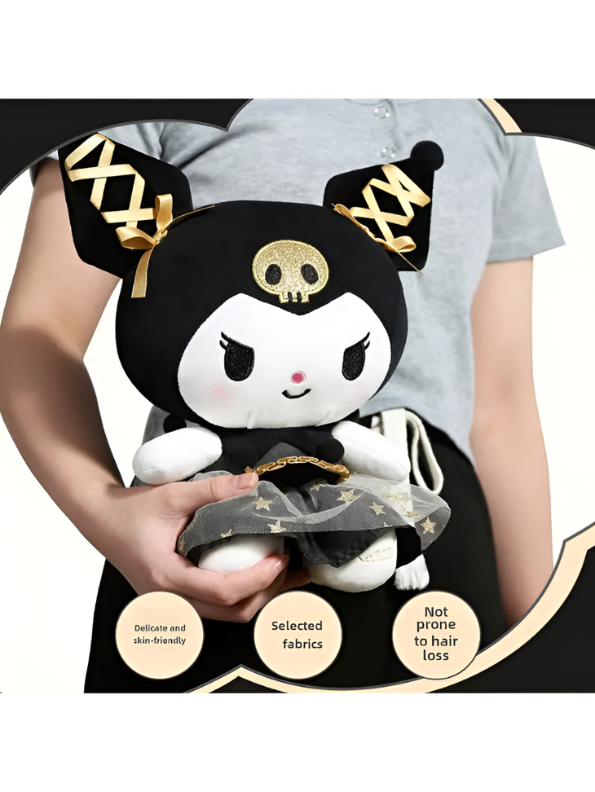 10-Inch Kuromi Plush Doll – Gothic Lolita Soft Stuffed Toy with Star Tutu Dress ST16648.