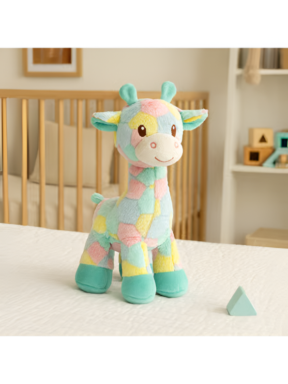 10-Inch Rainbow Giraffe Plush Toy – Colorful Patchwork Soft Stuffed Animal ST16609.