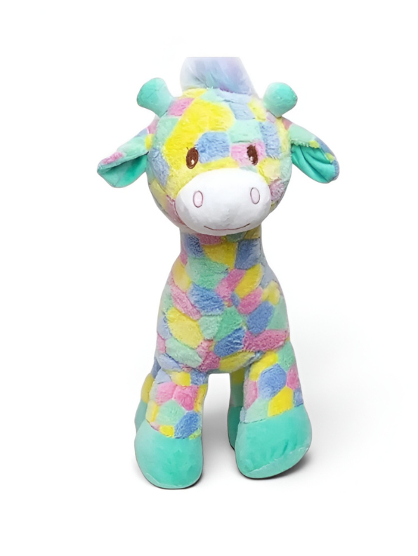 10-Inch Rainbow Giraffe Plush Toy – Colorful Patchwork Soft Stuffed Animal ST16609.