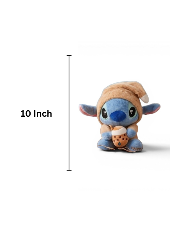 10-Inch Stitch Plush Toy with Boba Tea & Nightcap ST15981.
