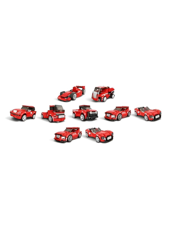 10-in-1 Red Race Car Building Block Set – 217+ Pieces, Creative STEM Construction Toy TV6265