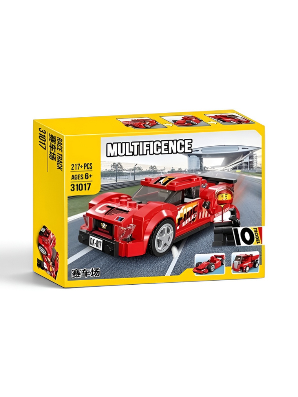 10-in-1 Red Race Car Building Block Set – 217+ Pieces, Creative STEM Construction Toy TV6265
