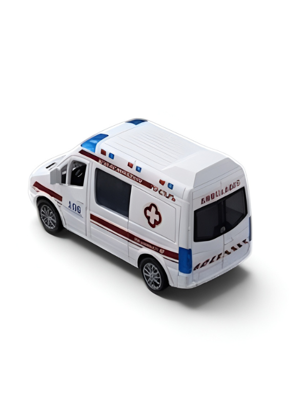 108 Emergency Ambulance Toy Van with Realistic Detailing, Siren Lights & Pull-Back Action for Kids LMI14216