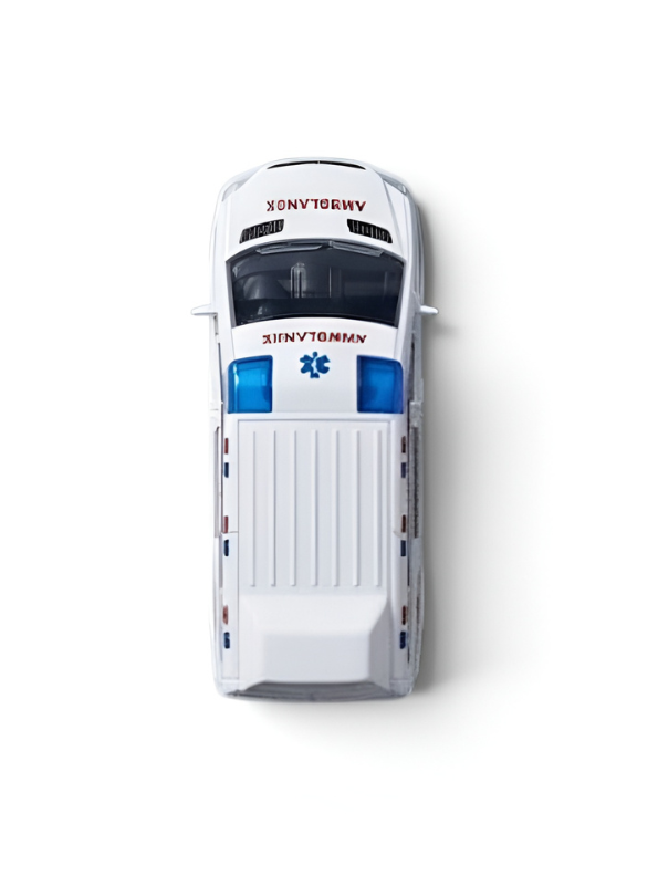 108 Emergency Ambulance Toy Van with Realistic Detailing, Siren Lights & Pull-Back Action for Kids LMI14216