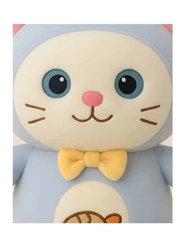 10 Inch Cute Cat Plush Toy with Bow & Fish Embroidery Blue ST14147.