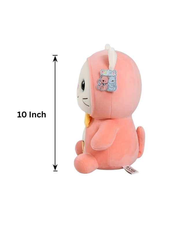 10 Inch Cute Cat Plush Toy with Bow & Fish Embroidery ST14147.