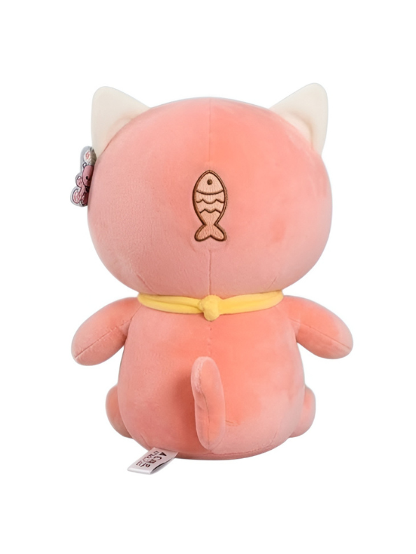 10 Inch Cute Cat Plush Toy with Bow & Fish Embroidery ST14147.