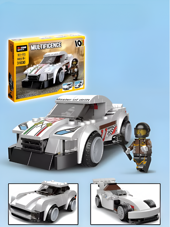 10 in 1 Thunder Race Car Building Bricks Set 181+ Pcs DIY Drift Speed Champions Vehicle Toy MD357