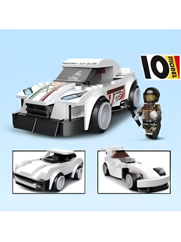 10 in 1 Thunder Race Car Building Bricks Set 181+ Pcs DIY Drift Speed Champions Vehicle Toy MD357