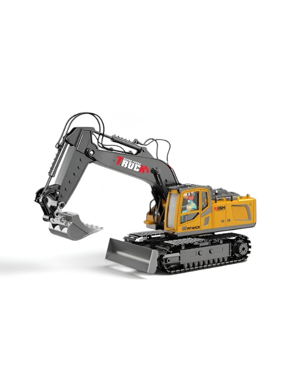 11-Channel RC Excavator Toy, 2.4GHz Remote Control Construction Truck with Alloy Bucket & Spray Effect MD23