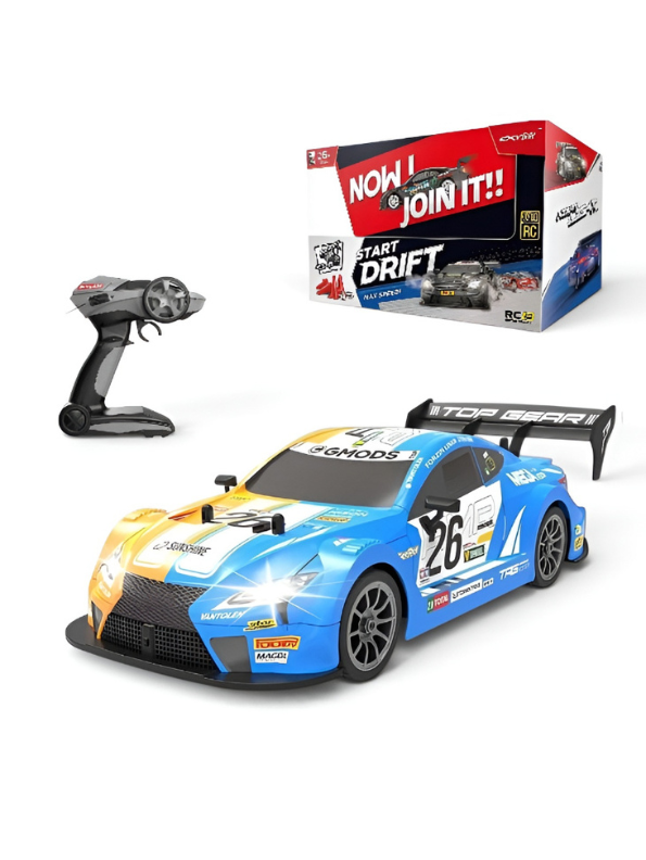 1:16 Remote Control Drift Car, 30KM/H High Speed RC Race Car, 4WD 2.4GHz Electric Toy Vehicle with Extra Racing Tires, LED Lights for Adults and Kids TV4909