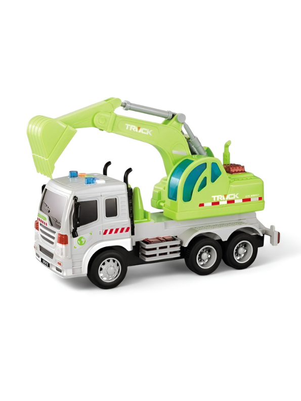 1:16 Scale Excavator Toy Truck – Friction Powered Construction Vehicle with Lights & Sound TV4055.