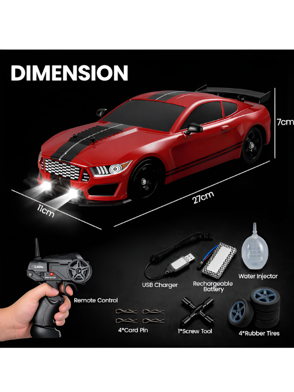 1:16 Scale High-Speed RC Drift Car with LED Lights, Smoke Spray Exhaust LMI16851.