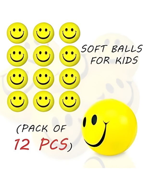 12-Pack Yellow Smiley Face Stress Relief Foam Balls (2-Inch) – Soft Squeeze PU Sensory Balls LMI8691