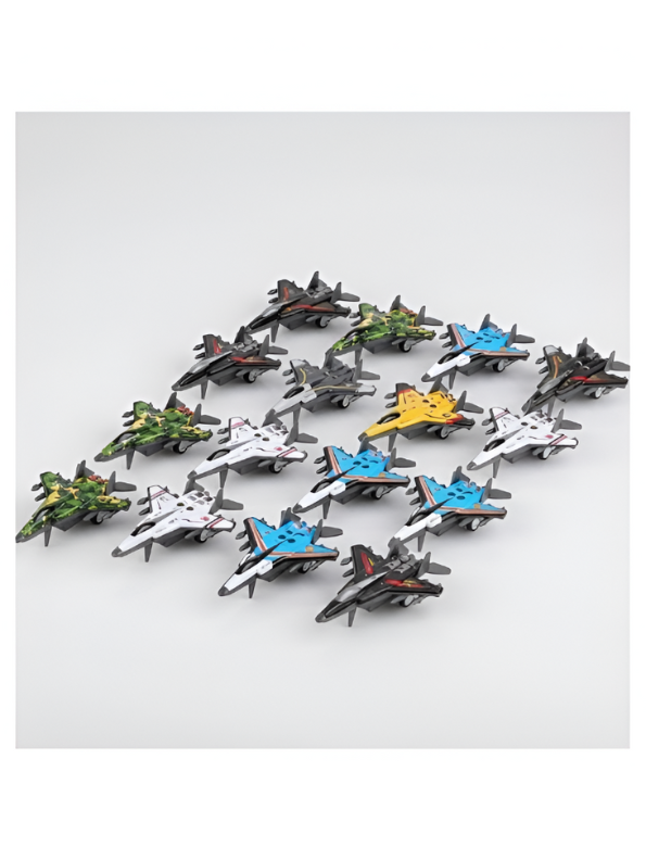 12-Piece Die-Cast Military Fighter Jet Set – Pull-Back Airplane Toys LMI15048.