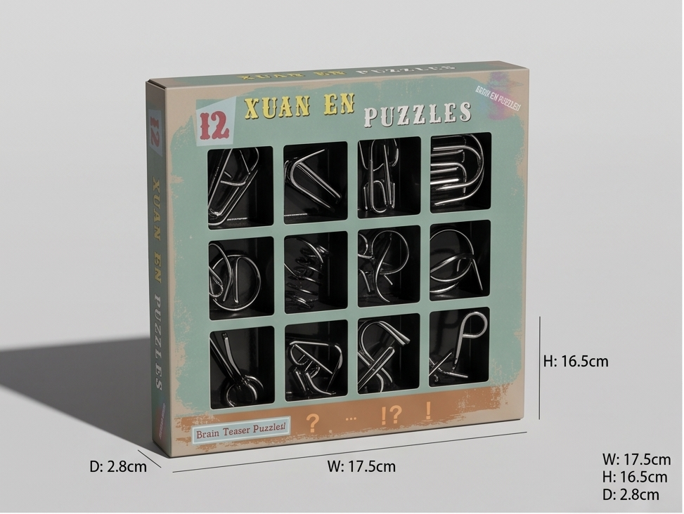 12-Piece Metal Wire Puzzle Set – Brain Teaser IQ Test Toys for Adults and Kids, Disentanglement Mind Games & Educational Logic Puzzles TV7183