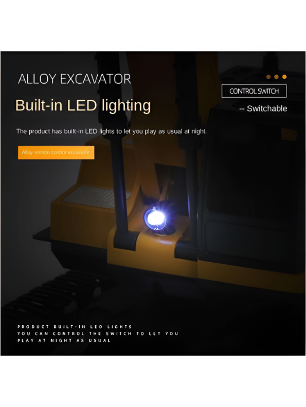 1:24 Scale 6-Channel Remote Control Excavator Toy – Alloy Construction Tractor with LED Lights, Simulation Sound, and Realistic Digging Action for Kids LMI13972