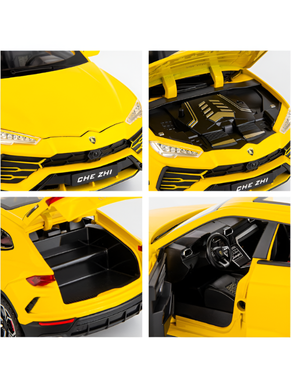 Lamborghini Urus Diecast Car 1:24 Scale Yellow With Smoke Effect Collectible Toy SUV Model with Sound and Light LMI15496