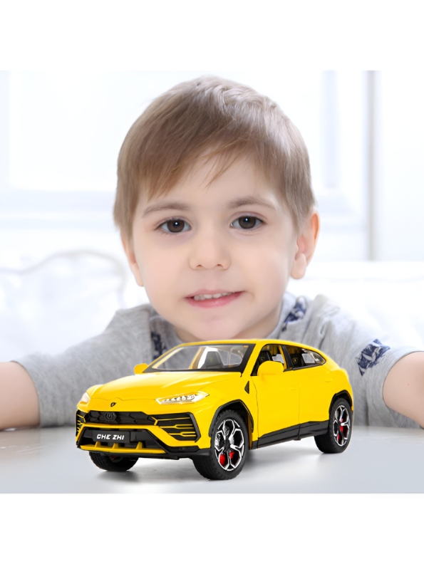 Lamborghini Urus Diecast Car 1:24 Scale Yellow With Smoke Effect Collectible Toy SUV Model with Sound and Light LMI15496